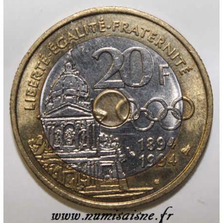 FRANKREICH - KM 1036 - 20 FRANCS 1994 - TYP PIERRE DE COUBERTIN