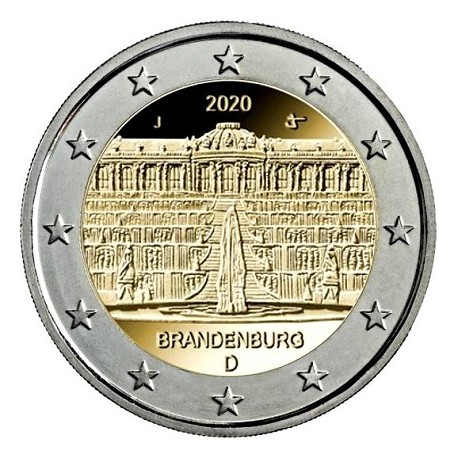 GERMANY - 2 EURO 2020 - 5 Mint mark A D F G J - BRANDEBURG AND SANSSOUCI CASTLE