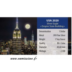 USA - 1 DOLLAR 2020 - EMPIRE STATE BULDING - 1 OZ SILVER