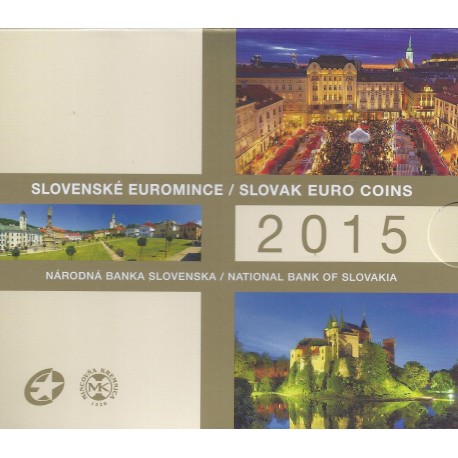 SLOVAQUIE - COFFRET EURO BRILLANT UNIVERSEL 2015 - 8 PIECES (3.88 euros) + 1 MEDAILLE BICOLORE