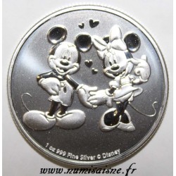 NIUE - DISNEY - 2 DOLLARS 2020 - MICKEY AND MINNIE - ELISABETH II - 1 OZ SILVER