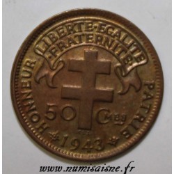 AFRIQUE EQUATORIALE FRANCAISE - KM 1a - 50 CENTIMES 1943 SA