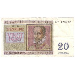 BELGIQUE - PICK 132 - 20 FRANCS - 03.04.1956 - TTB+