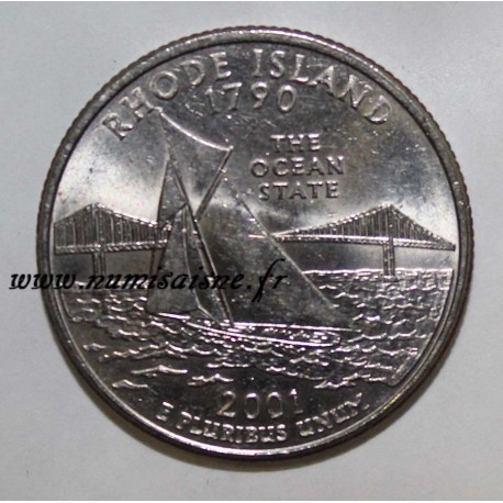 ETATS UNIS - KM 320 - 1/4 DOLLAR 2001 P - Philadelphie - RHODE ISLAND