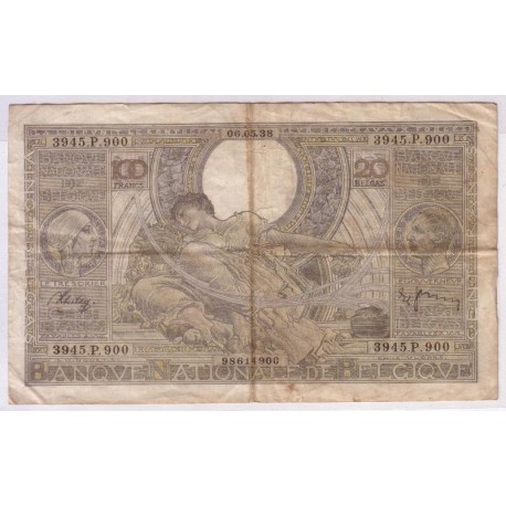 BELGIQUE - PICK 107 - 100 FRANCS 06.05.1938