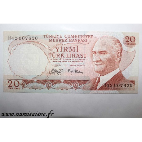 TURKEY - PICK 187 b - 20 LIRA - Not dated (1970)