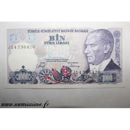 TURKEY - PICK 196 - 1 000 LIRA - L.1970 (1986)