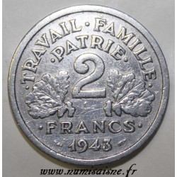 FRANCE - KM 903 - 2 FRANCS 1943 B - Beaumont le Roger - TYPE FRENCH STATE