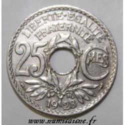 FRANCE - KM 867 - 25 CENTIMES 1928 - TYPE LINDAUER