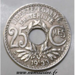 GADOURY 380 - 25 CENTIMES 1933 - TYPE LINDAUER - KM 867