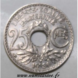 FRANCE - KM 867 - 25 CENTIMES 1936 - TYPE LINDAUER