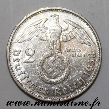 GERMANY - KM 93 - 2 REICHMARK 1938 G - Karlsruhe