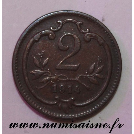 AUSTRIA - KM 2801 - 2 HELLER 1914 -  FRANZ JOSEPH I