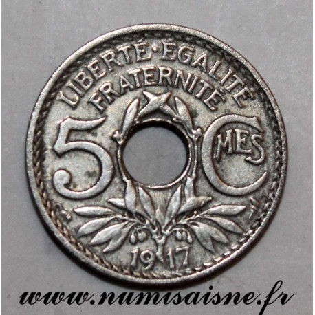 FRANCE - KM 865a - 5 CENTIMES 1917 - TYPE LINDAUER - Large Module