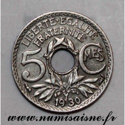 FRANKREICH - KM 875 - 5 CENTIMES 1930 - TYP LINDAUER - Offset um 7 Uhr