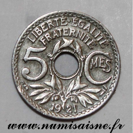 FRANCE - KM 875 - 5 CENTIMES 1921 - TYPE LINDAUER