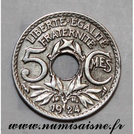 FRANCE - KM 875 - 5 CENTIMES 1924 - TYPE LINDAUER - Small Module