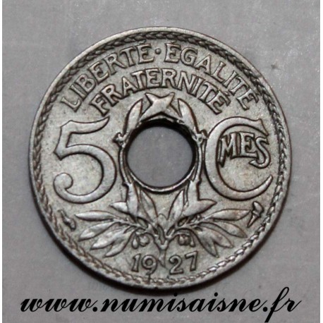 FRANCE - KM 875 - 5 CENTIMES 1927 - TYPE LINDAUER - Small Module