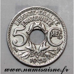 FRANCE - KM 875 - 5 CENTIMES 1924 - Poissy - TYPE LINDAUER - Small Module