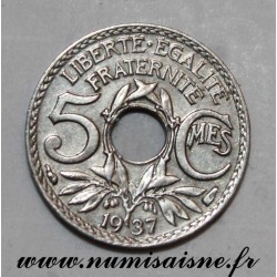 FRANCE - KM 875 - 5 CENTIMES 1937 - TYPE LINDAUER - Small Module