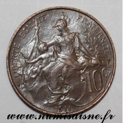 FRANCE - KM 843 - 10 CENTIMES 1911 - TYPE DUPUIS