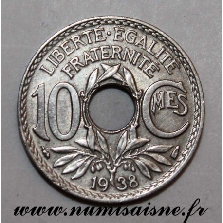 FRANCE - KM 889 - 10 CENTIMES 1938 - TYPE LINDAUER