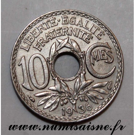 FRANCE - KM 866a - 10 CENTIMES 1936 - TYPE LINDAUER