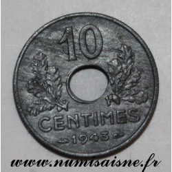GADOURY 290 - 10 CENTIMES 1943 - TYPE ETAT FRANCAIS - GRAND MODULE - KM 898