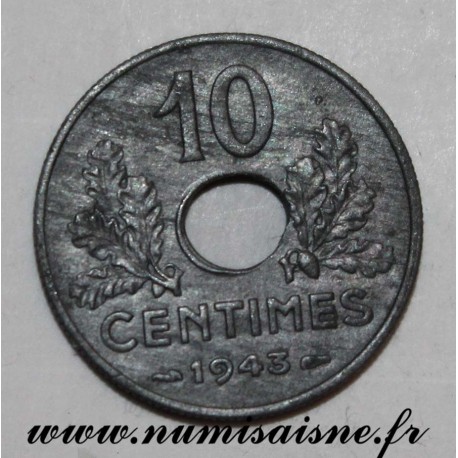 FRANCE - KM 898 - 10 CENTIMES 1943 - TYPE FRENCH STATE - LARGE MODULE