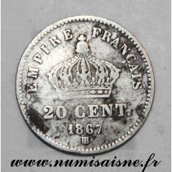 FRANCE - KM 808 - 20 CENTIMES 1867 BB - Strasbourg - TYPE NAPOLÉON III