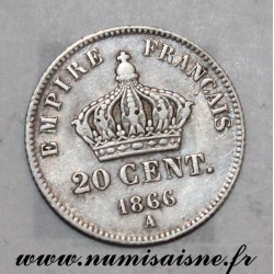 FRANCE - KM 805 - 20 CENTIMES 1866 A - Paris - TYPE NAPOLÉON III