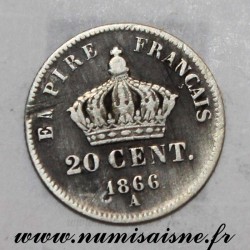 FRANCE - KM 805 - 20 CENTIMES 1866 A - Paris - TYPE NAPOLÉON III