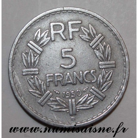 FRANCE - KM 888 - 5 FRANCS 1950 B - Beaumont le Roger - TYPE LAVRILLIER