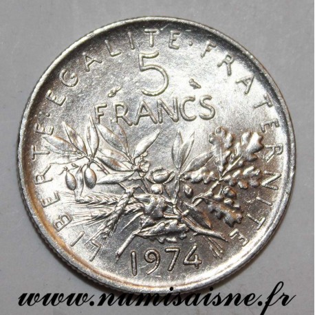 FRANKREICH - KM 926a - 5 FRANCS 1974 - TYP SÄMANN