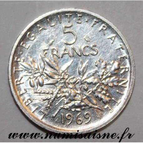 FRANKREICH - KM 926 -  5 FRANCS 1969 - TYP SÄMANN