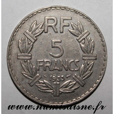 FRANCE - KM 888 - 5 FRANCS 1933 - TYPE LAVRILLIER