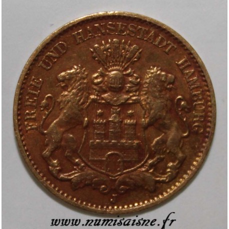 GERMAN STATES - HAMBURG - KM 608 - 10 MARK 1898 J - GOLD