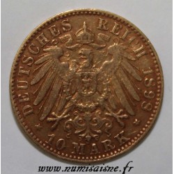 ALLEMAGNE - HAMBOURG - KM 608 - 10 MARK 1898 J - OR