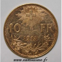 SUISSE - KM 36 - 10 FRANCS 1913 - OR