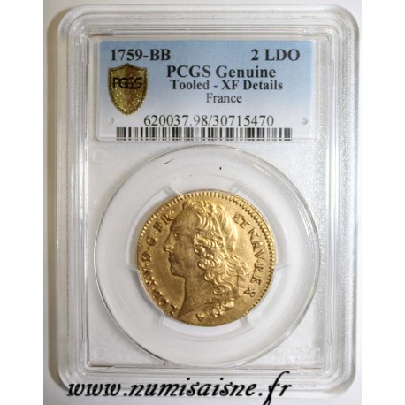 GAD 346 - LOUIS XV - DOUBLE LOUIS D'OR  AU BANDEAU - 1759 BB - Strasbourg - PCGS XF DETAILS - Tooled