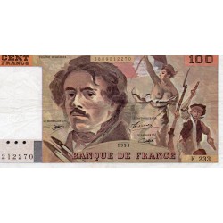 FRANCE - FAY 69BIS/08 - 100 FRANCS DELACROIX 1993 - TYPE 1978 - "imprimé en continu" - PICK 154