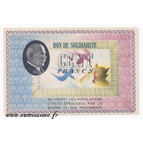 FRANCE - BANKNOTE OF SOLIDARITY - 100 FRANCS 1941 - 1942 - TYPE PÉTAIN