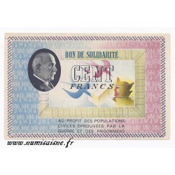 BON DE SOLIDARITÉ - 100 FRANCS 1941 - 1942 - TYPE PÉTAIN