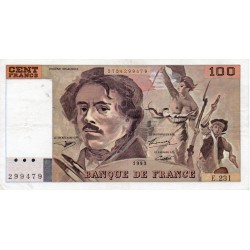 FRANCE - PICK 154 - 100 FRANCS DELACROIX 1993 - TYPE 1978 - "imprimé en continu"