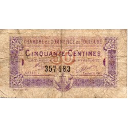 31 - TOULOUSE - HANDELSKAMMER - 50 CENTIMES - 08/03/1922