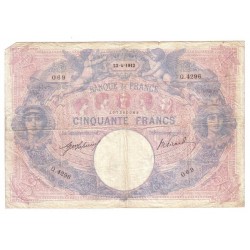 FRANKREICH - PICK 64 - 50 FRANCS 1912 - 23.04 - TYP BLAU UND ROSA