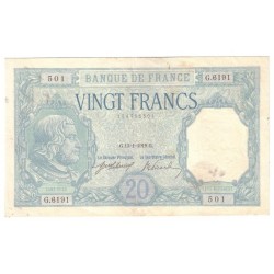 FRANCE - PICK 74 - 20 FRANCS 1919 - 13.01 - TYPE BAYARD - STAINED