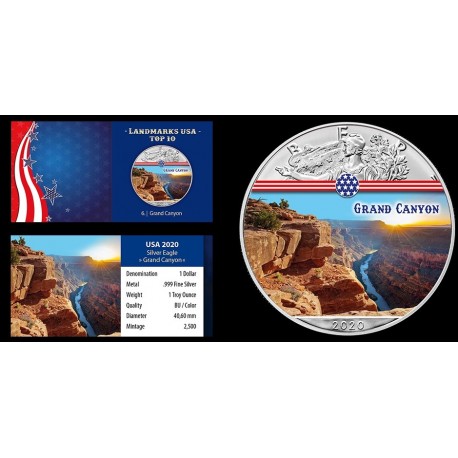 ÉTATS UNIS - 1 DOLLAR 2020 - GRAND CANYON - 1 ONCE ARGENT