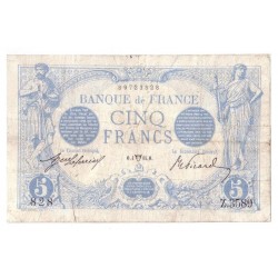 FAY 02/22 - 5 FRANCS BLEU - 04/1914 - TAUREAU - TRES TRES BEAU - PICK 70