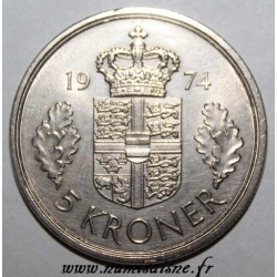 DANEMARK - KM 863 - 5 KRONER 1974 - MARGRETHE II